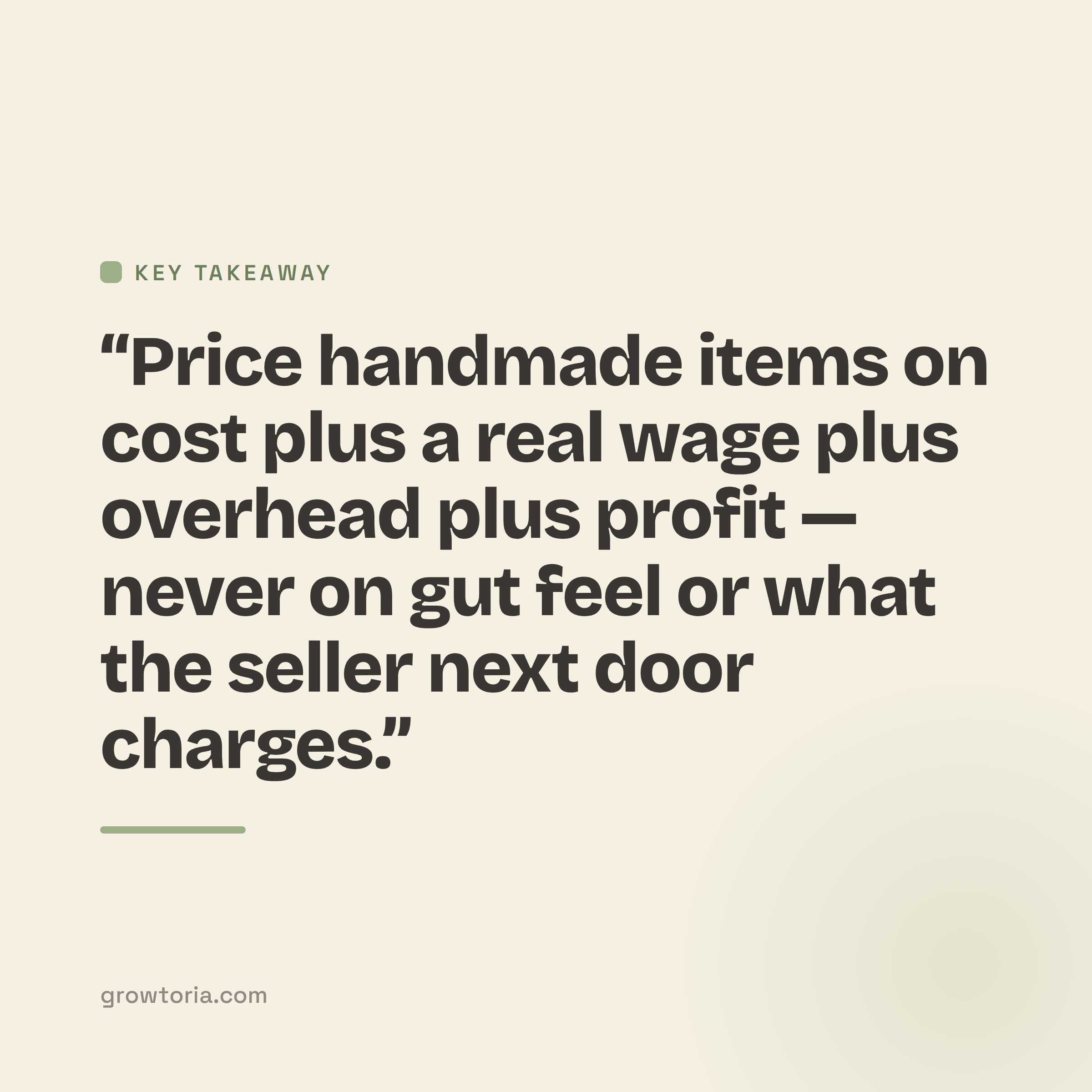 best way to price handmade items - key takeaway