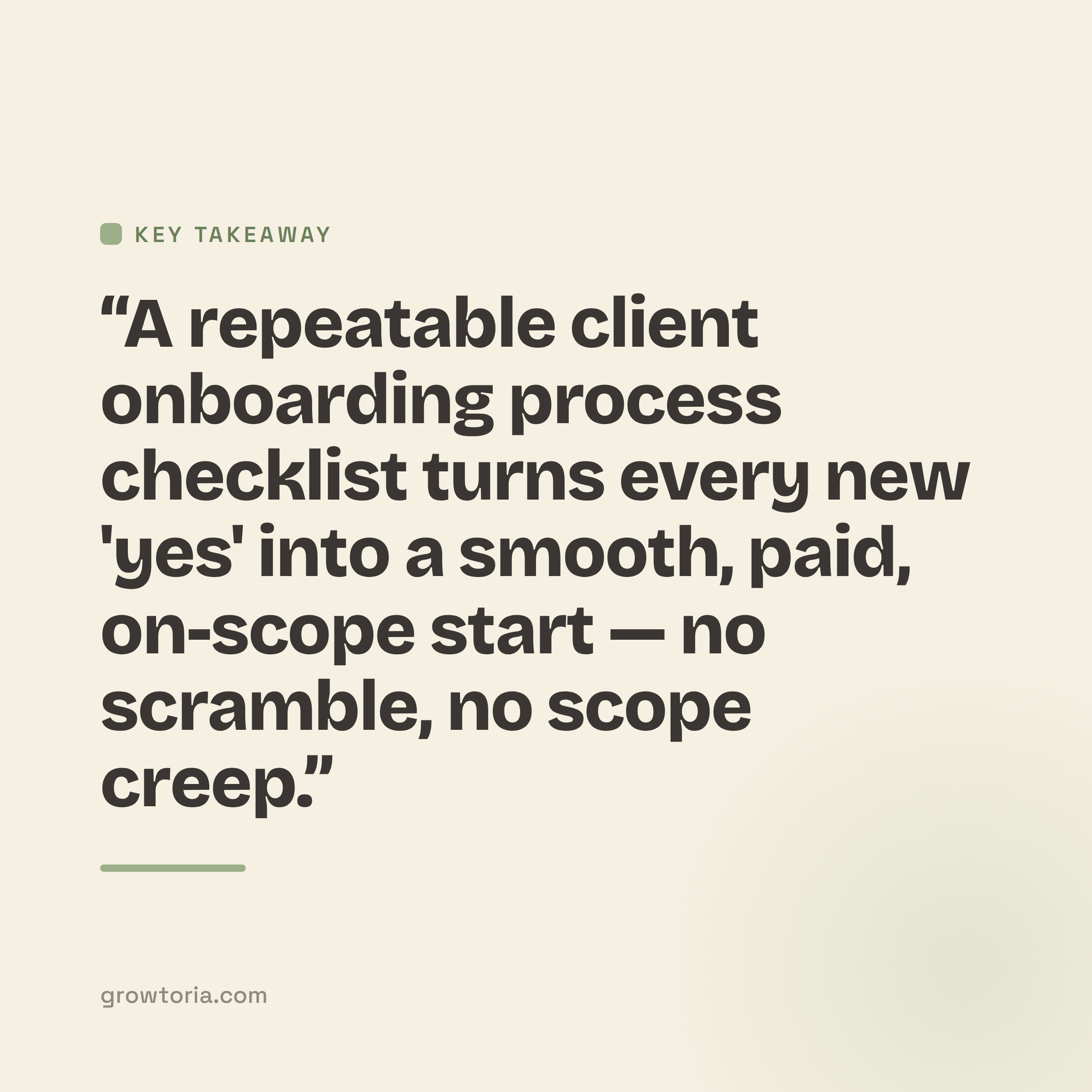 client onboarding process checklist - key takeaway