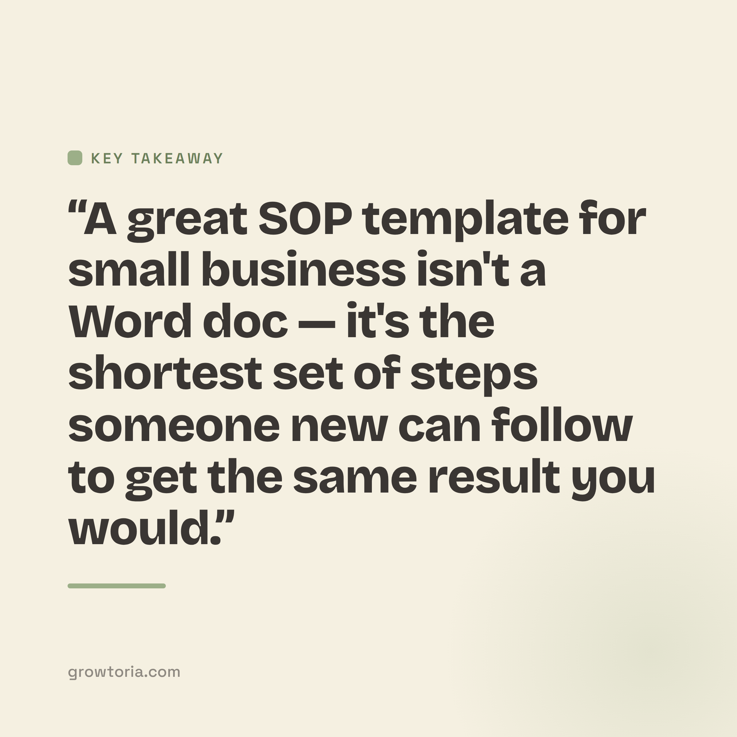 sop template for small business - key takeaway