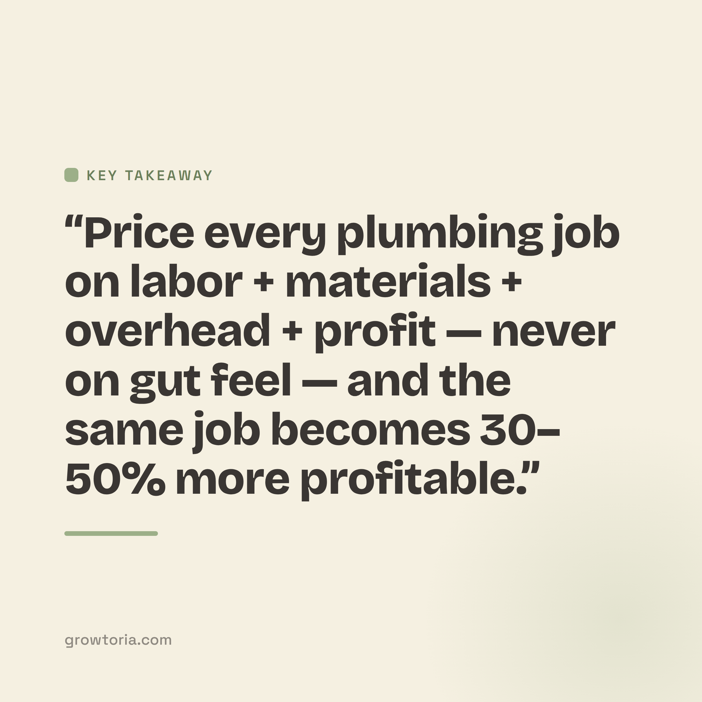 how to price a plumbing job - key takeaway