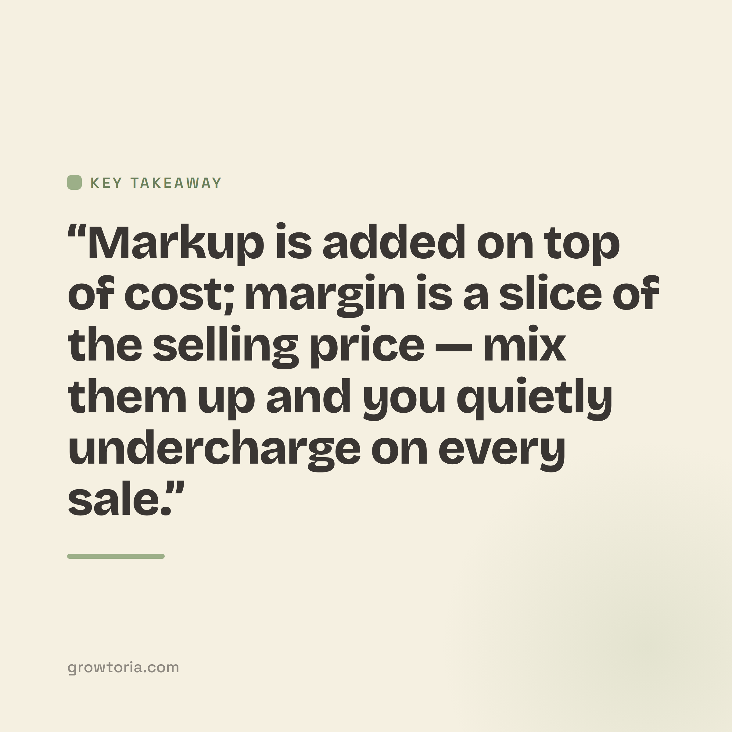 markup vs margin explained - key takeaway