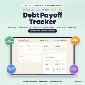 Debt Payoff Tracker App | Snowball & Avalanche Planner, Debt-Free Date, Interest Saved, PDF | Offline, No Subscription
