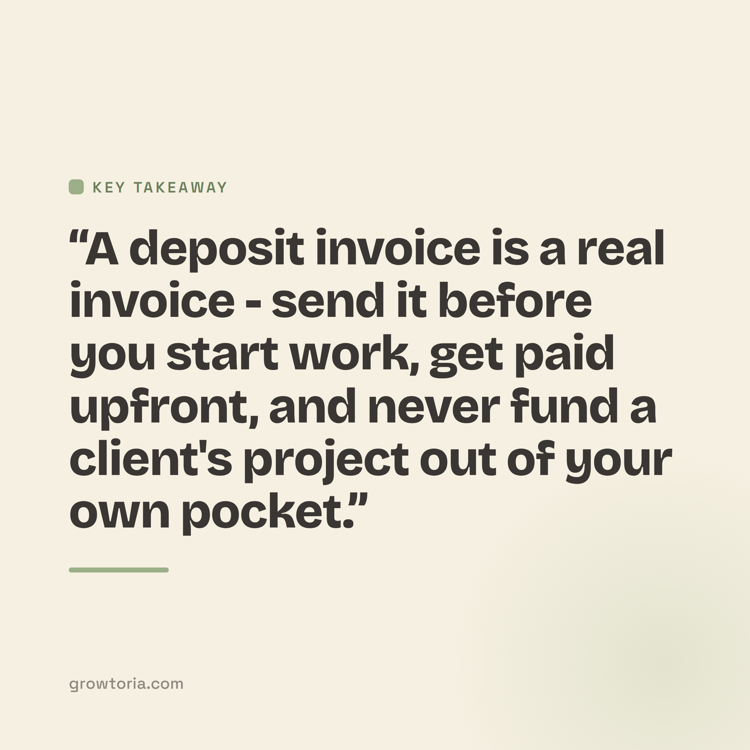 do you invoice for a deposit - key takeaway