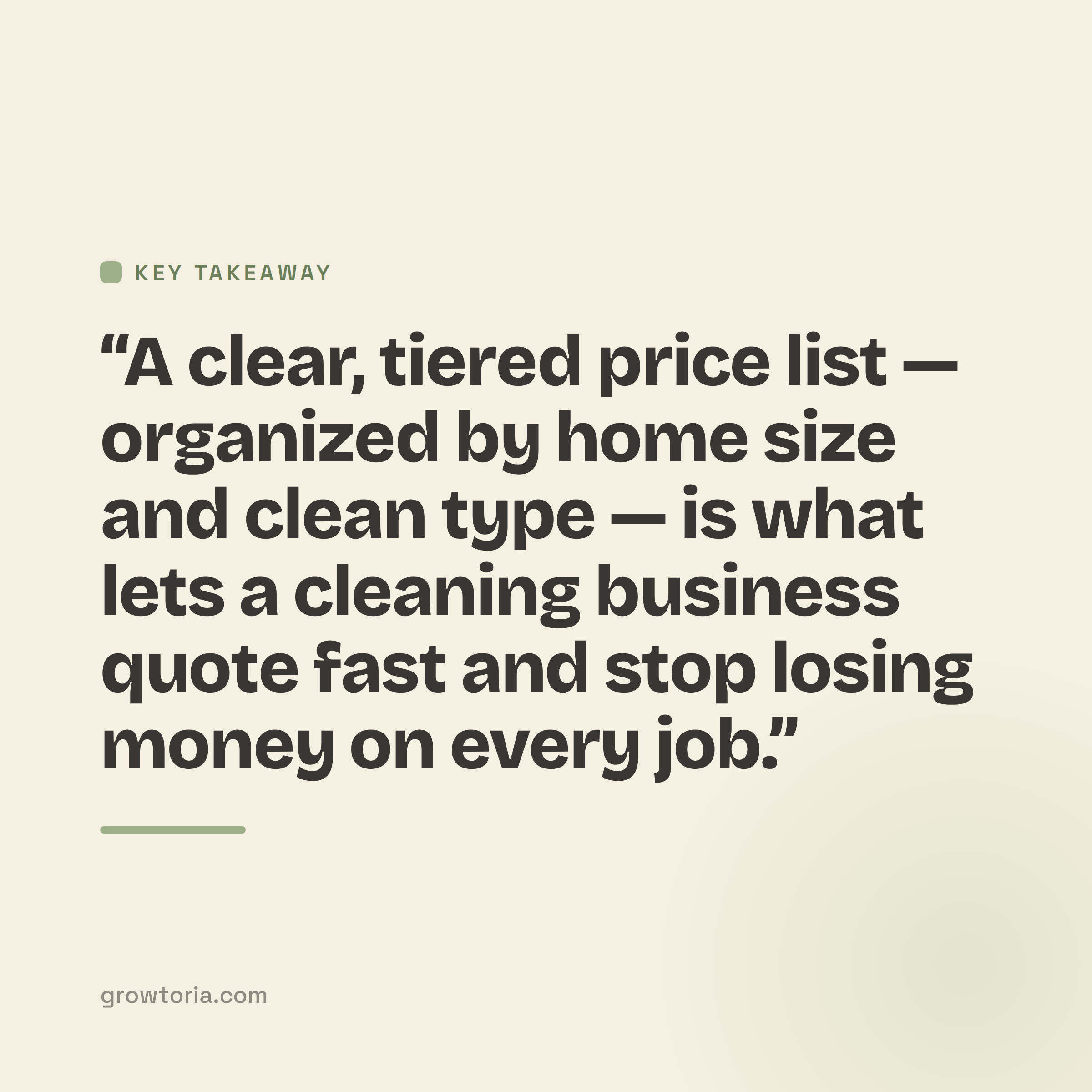house cleaning price list - key takeaway