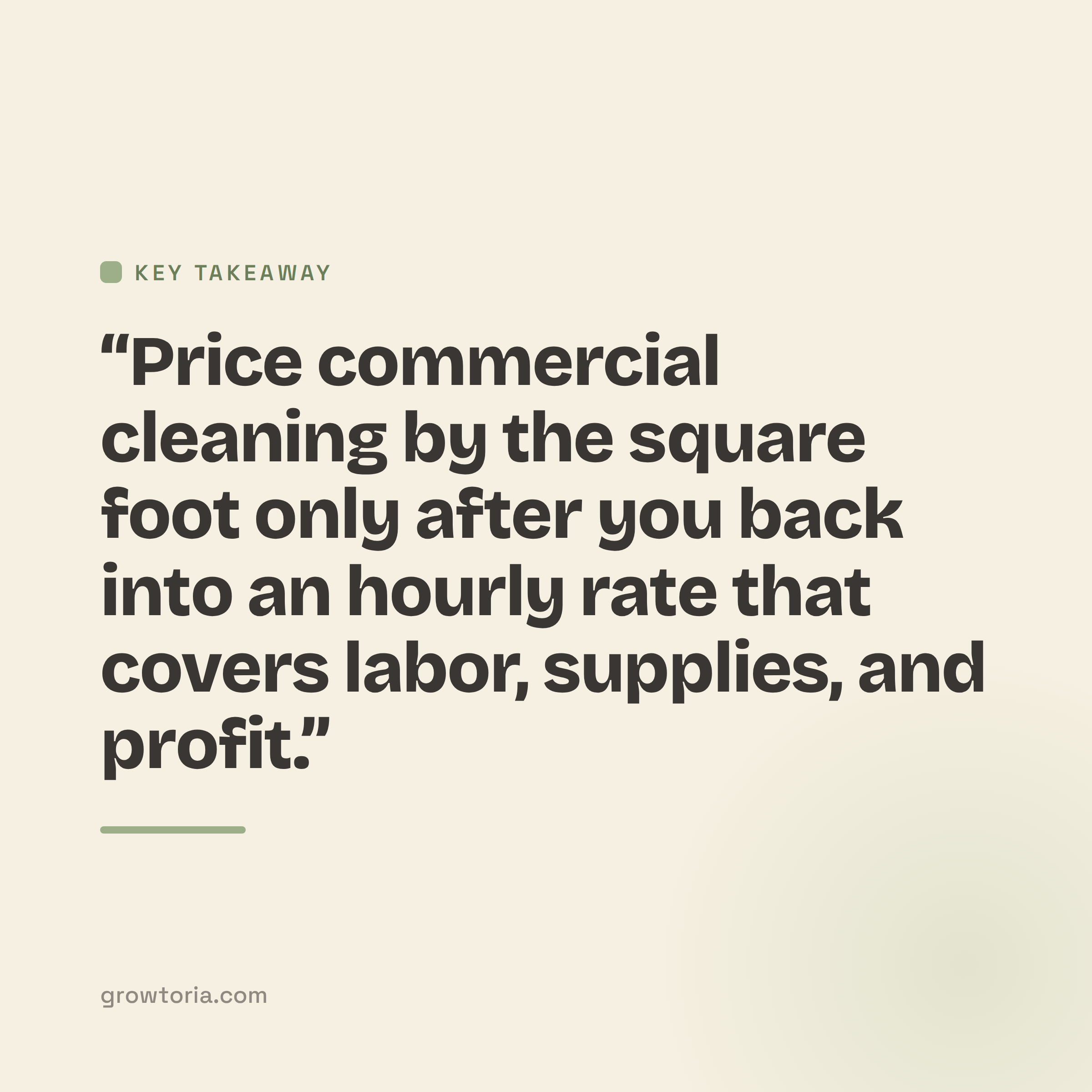 commercial cleaning rates per square foot calculator - key takeaway