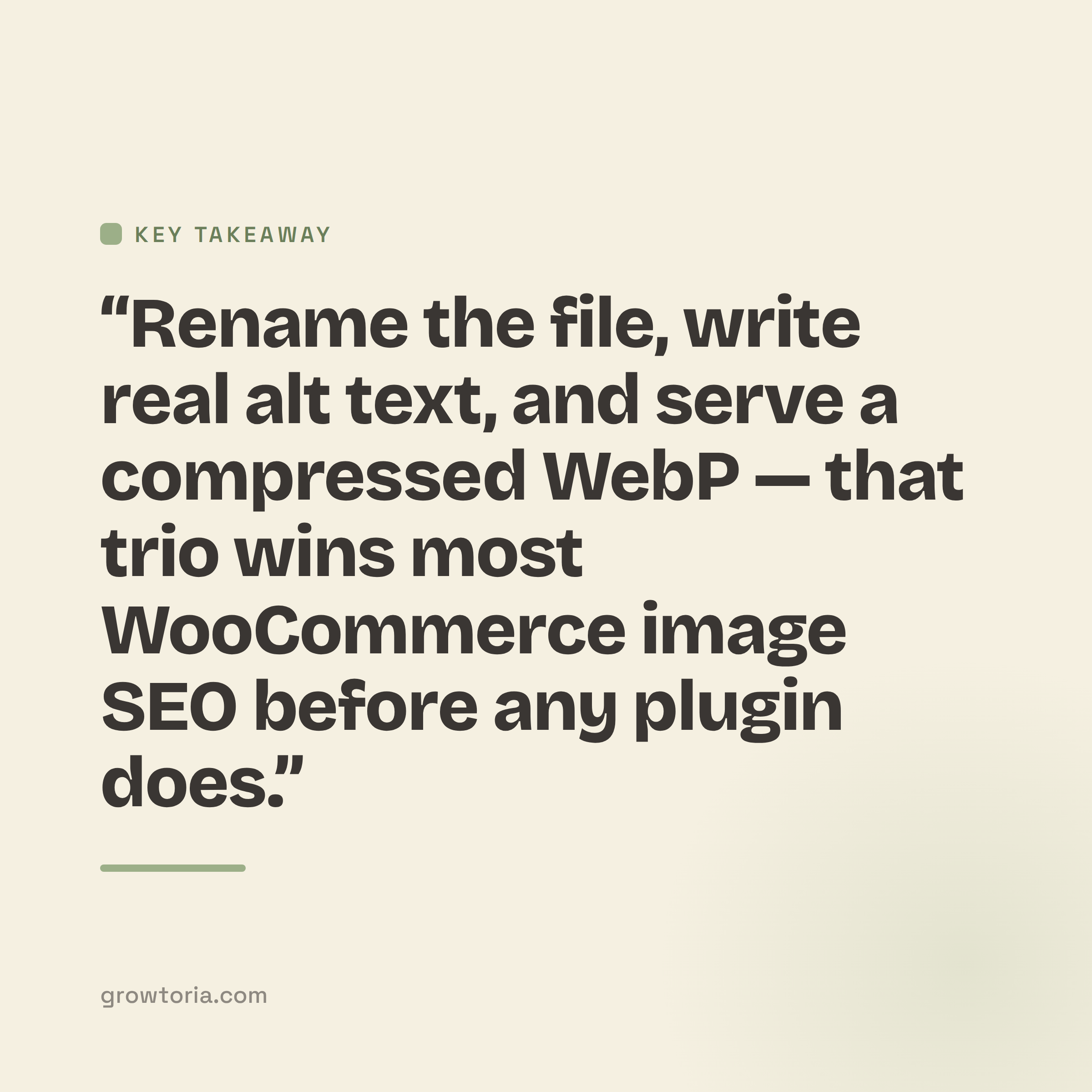 woocommerce image seo optimization - key takeaway