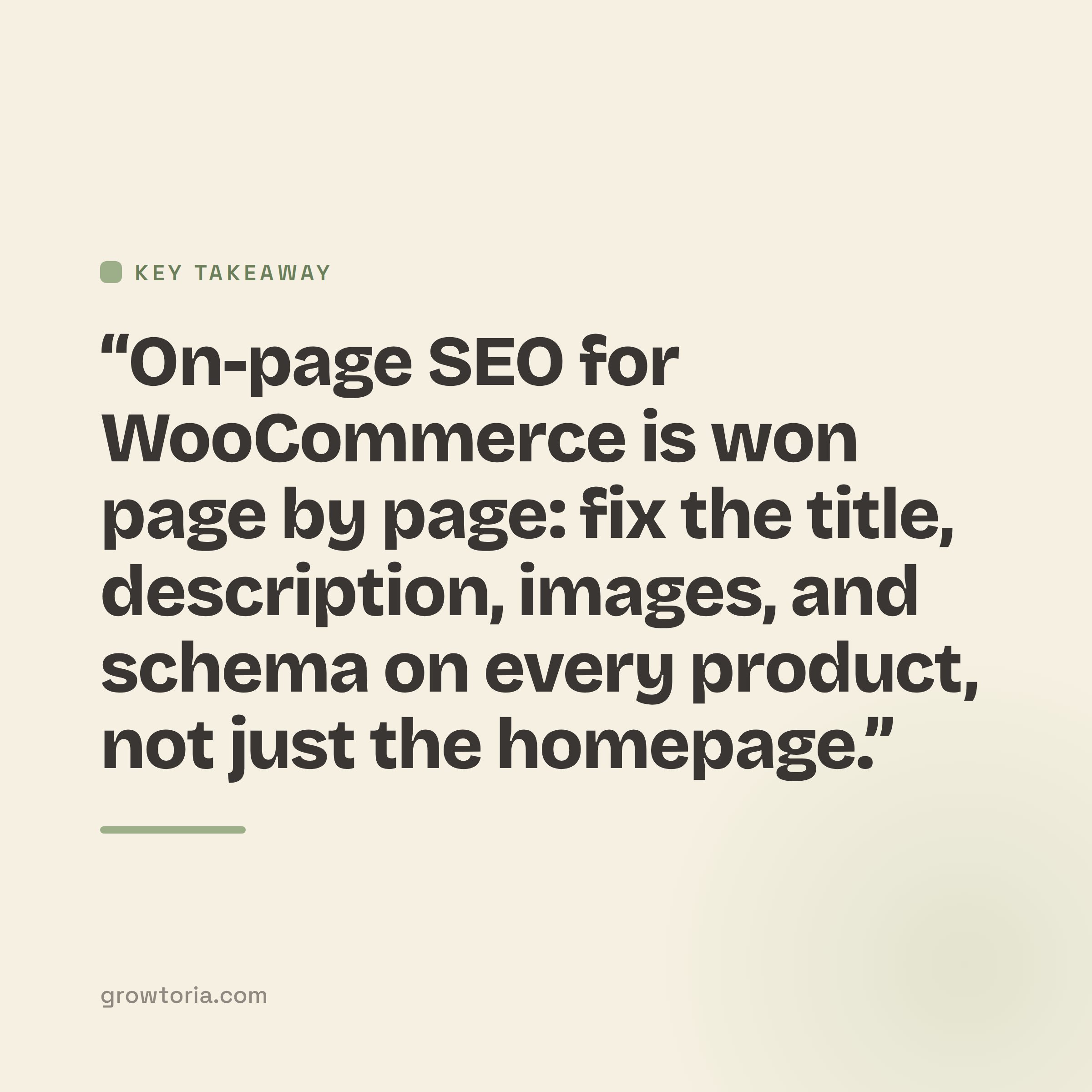 woocommerce on page seo checklist - key takeaway