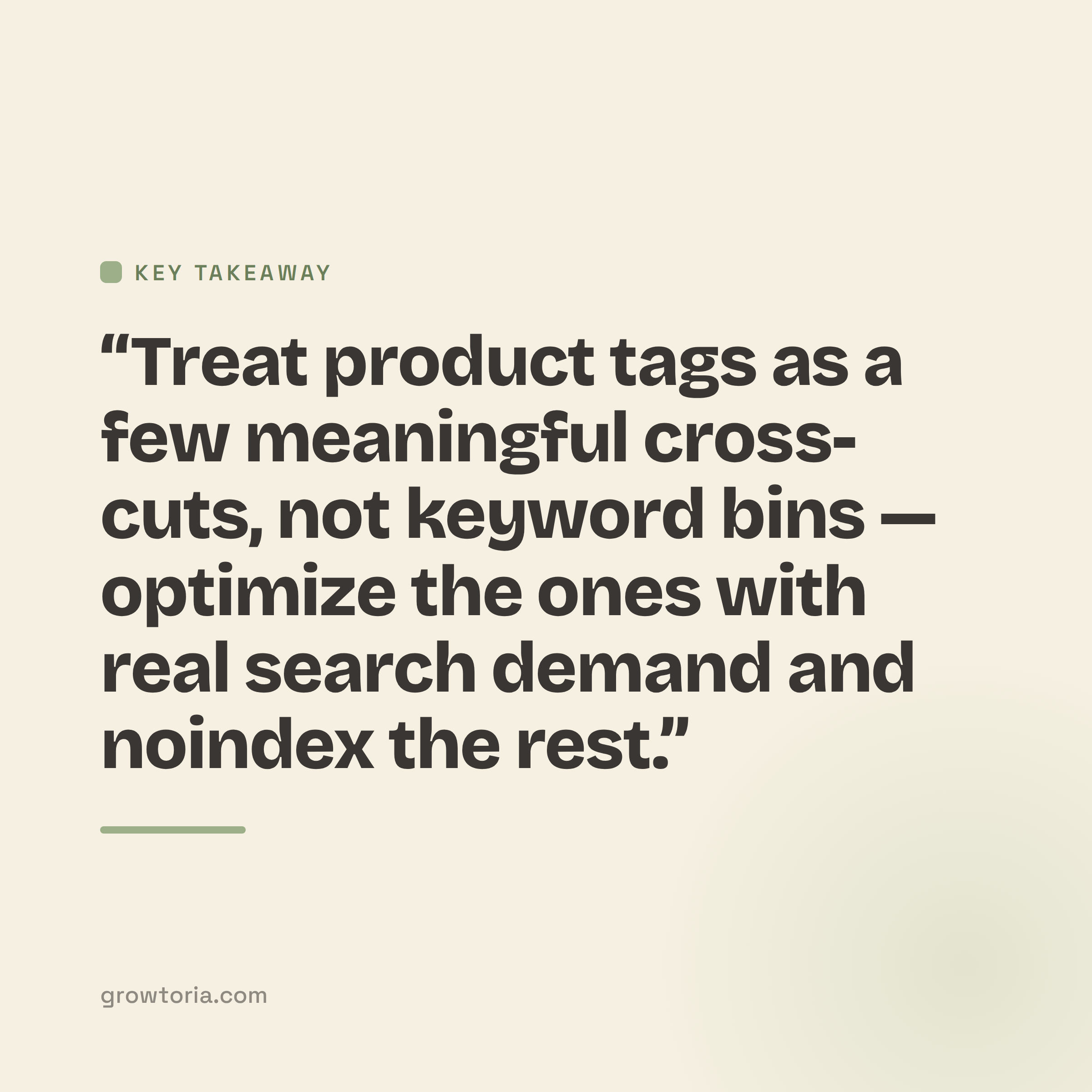 woocommerce product tags seo - key takeaway