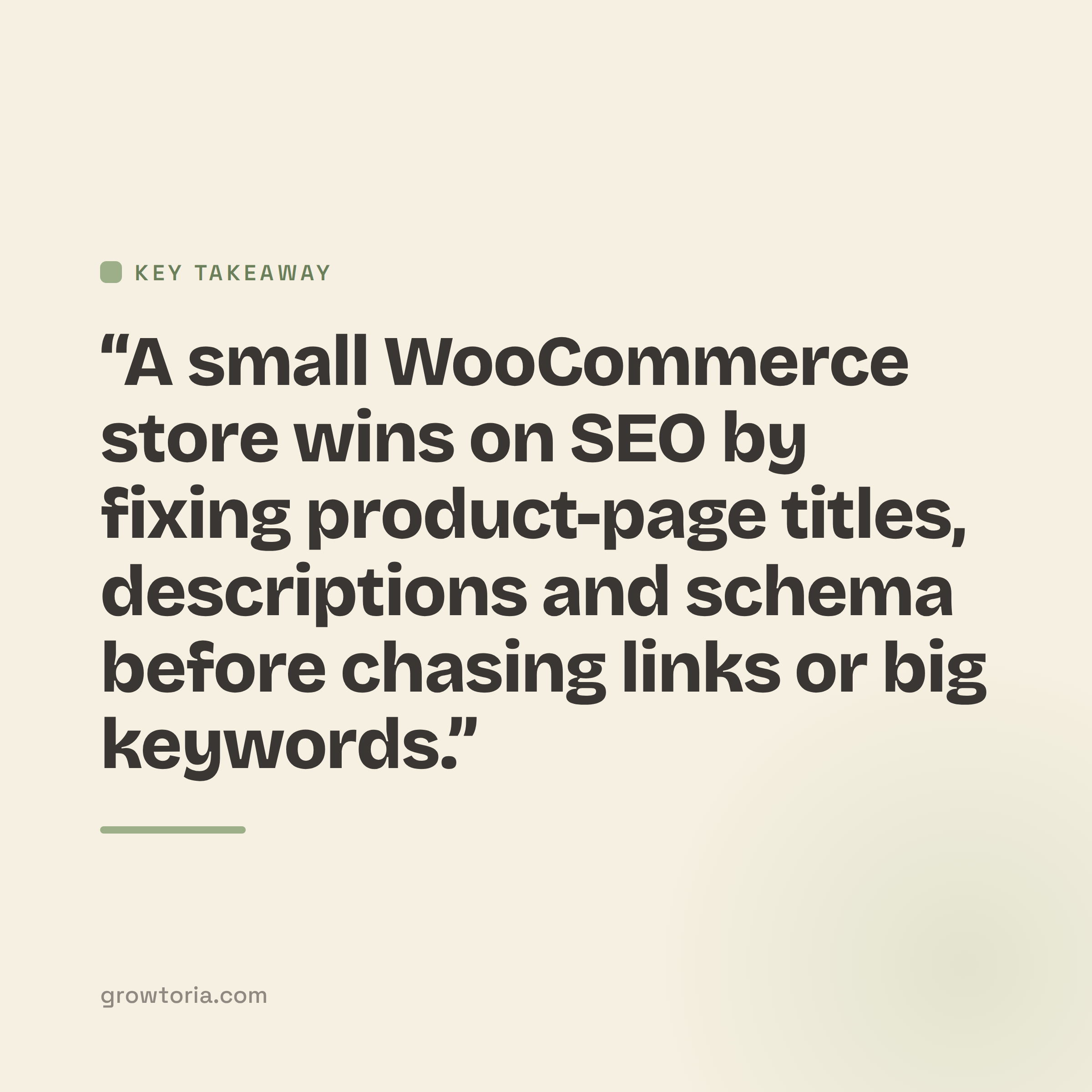 woocommerce seo for small stores - key takeaway