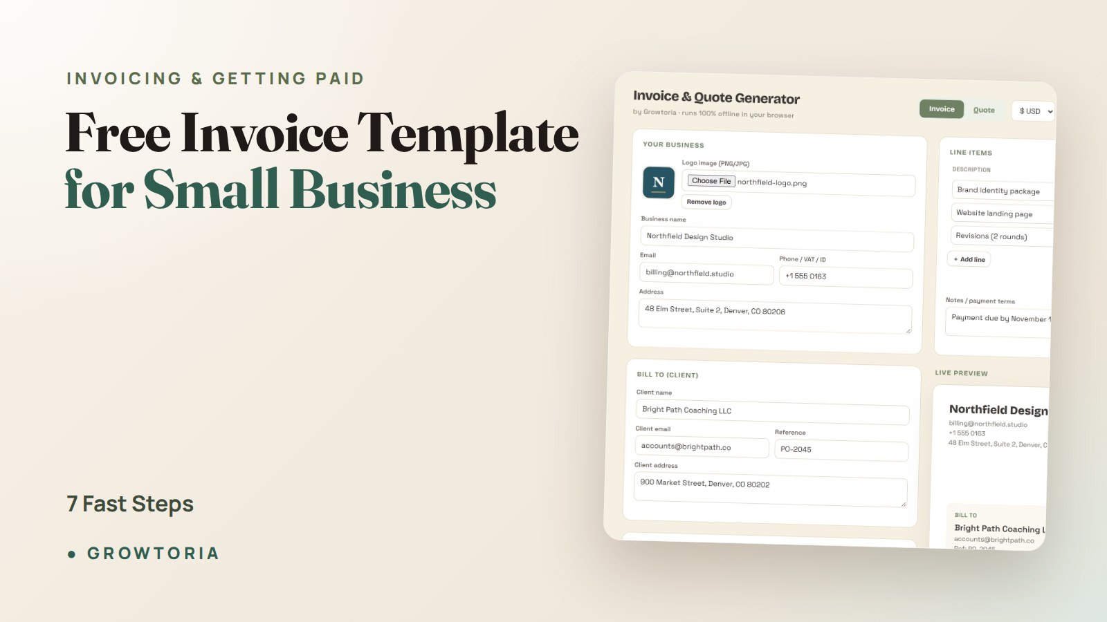 Free Invoice Template for Small Business: 7 Fast Steps