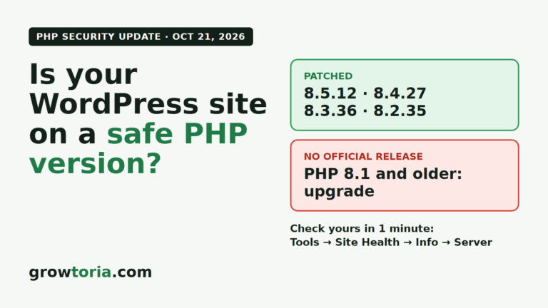 Patched PHP versions 8.5.12, 8.4.27, 8.3.36 and 8.2.35, and how to check your WordPress PHP version
