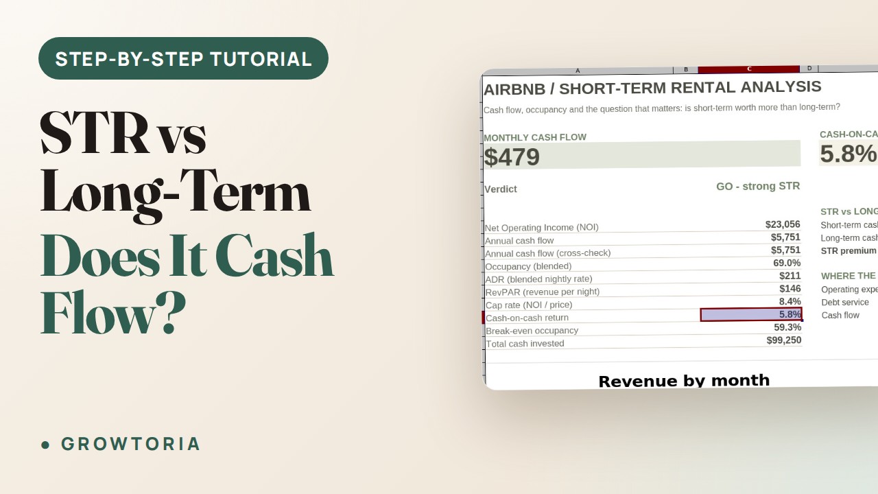 Short Term Rental Calculator Excel: Analyze STR vs Long-Term Cash Flow (Tutorial)