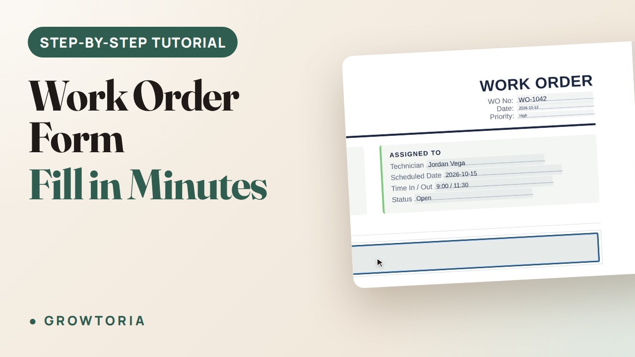 Work Order Template: How to Fill a Contractor Job Sheet (Fillable PDF Tutorial)